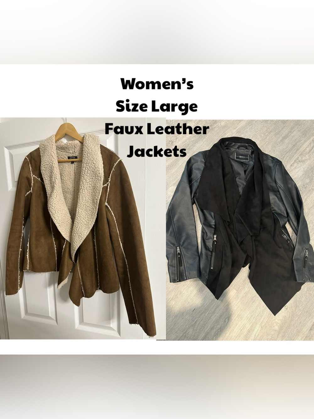 Women’s Size Large Faux Leather Jacket Lot